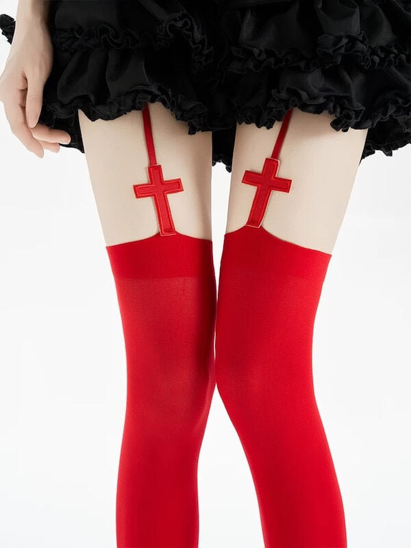 cutiekill-y2k-cross-garter-tights-c0493