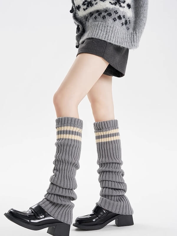 cutiekill-y2k-double-stripe-over-knee-knit-leg-warmers-c0258