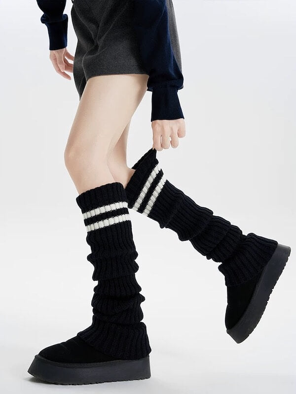 cutiekill-y2k-double-stripe-over-knee-knit-leg-warmers-c0258