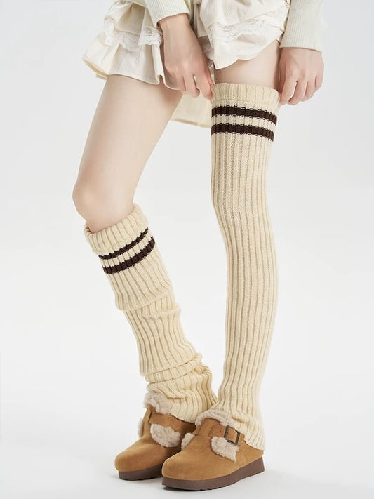 cutiekill-y2k-double-stripe-over-knee-knit-leg-warmers-c0258
