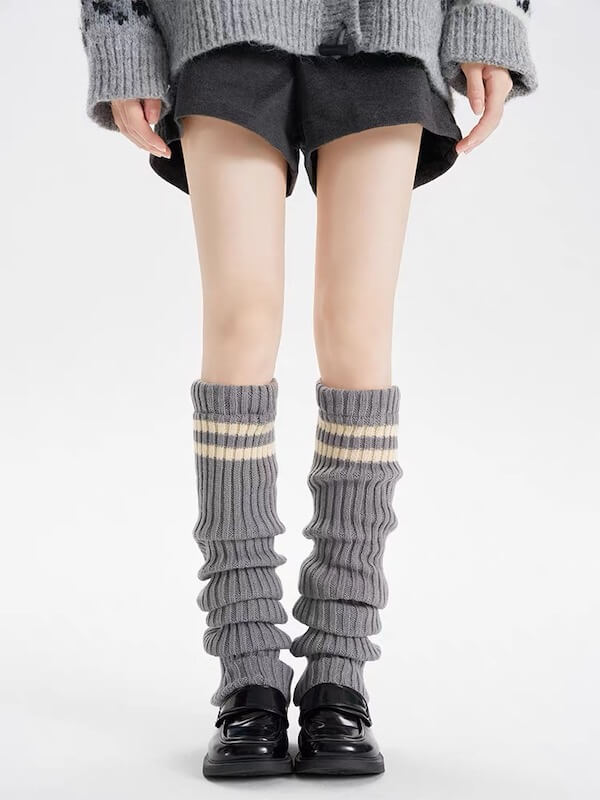 cutiekill-y2k-double-stripe-over-knee-knit-leg-warmers-c0258