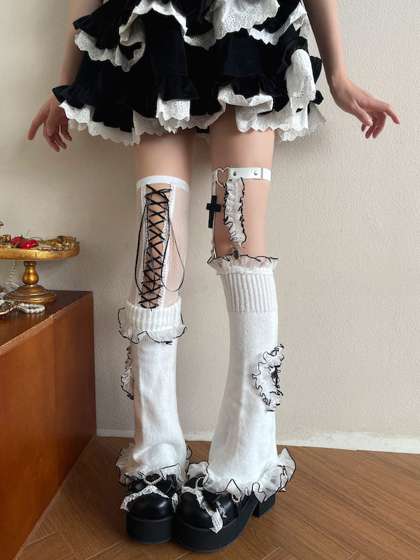 cutiekill-y2k-gothic-doll-ruffled-leg-warmers-c0556