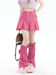 cutiekill-y2k-pink-denim-leg-warmers-c0326