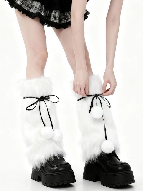 cutiekill-y2k-pom-poms-fluffy-faux-fur-leg-warmers-c0465