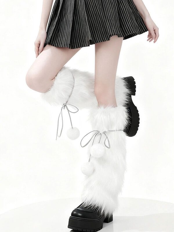 cutiekill-y2k-pom-poms-fluffy-faux-fur-leg-warmers-c0465