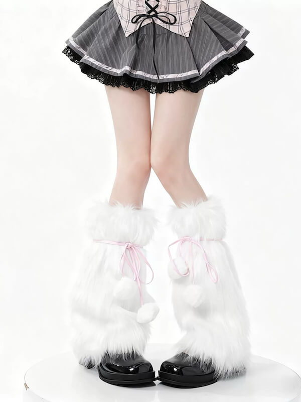 cutiekill-y2k-pom-poms-fluffy-faux-fur-leg-warmers-c0465