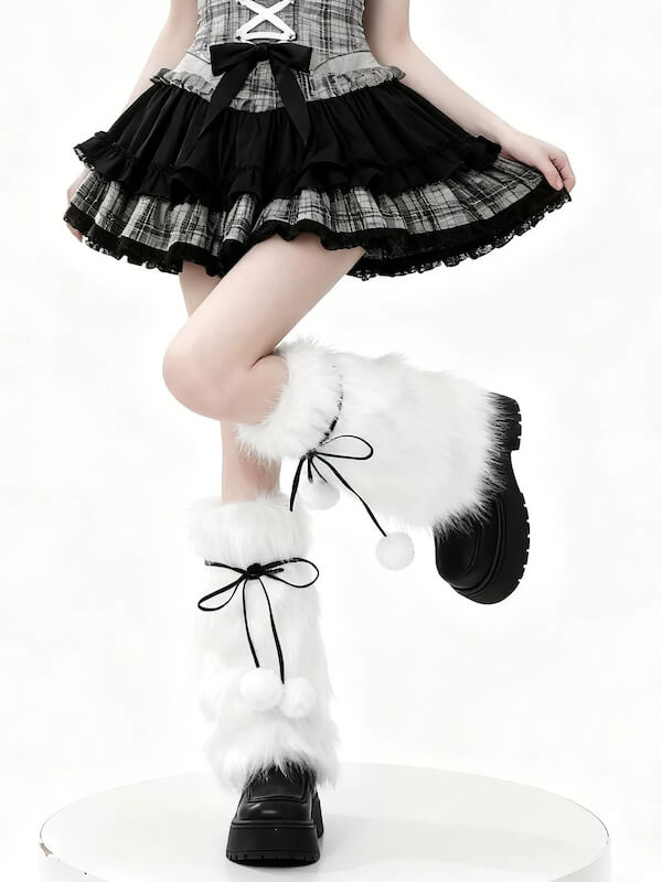 cutiekill-y2k-pom-poms-fluffy-faux-fur-leg-warmers-c0465