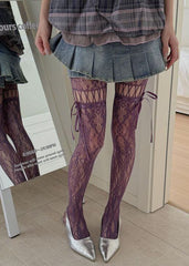 cutiekill-y2k-ribbon-lace-up-floral-tights-c0485