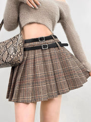 khaki-vintage-double-belts-skirt-om0107
