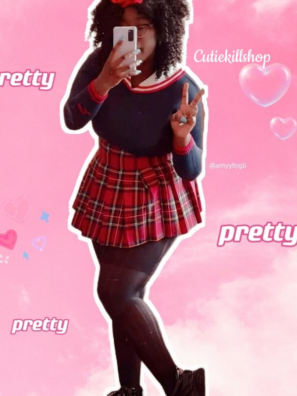 cutiekill-plus-size-classic-christmas-red-plaid-a-line-skirt-c00348