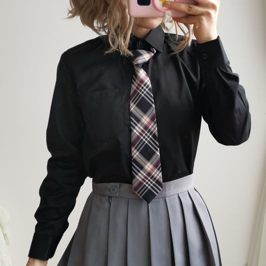 JK uniform short / long sleeve black blouse