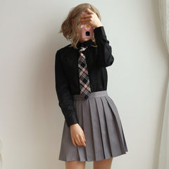 JK uniform short / long sleeve black blouse