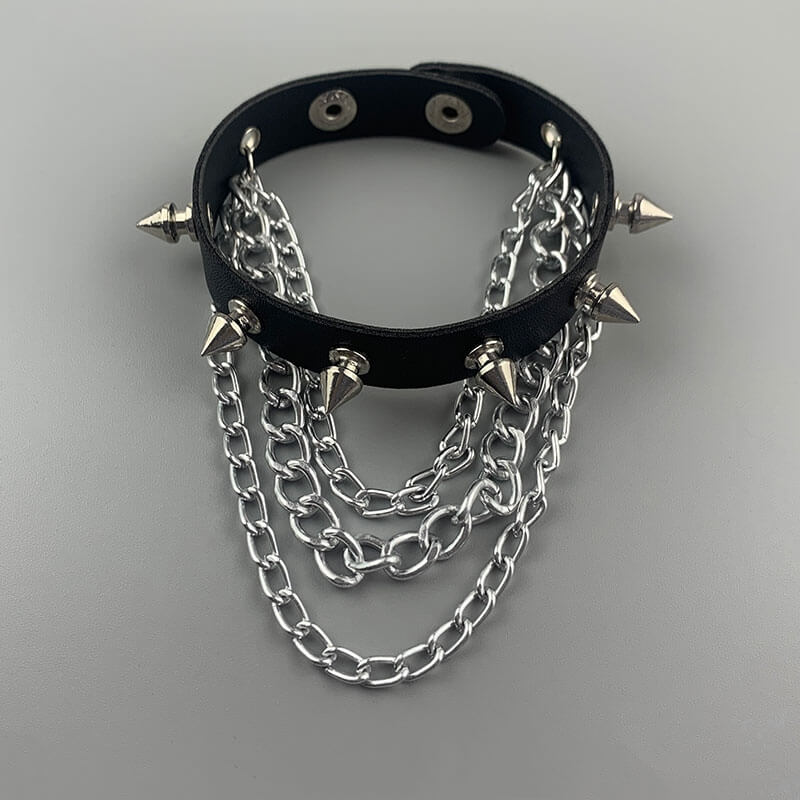 cuteikill-vintage-goth-chains-rivet-bracelet-ah0110