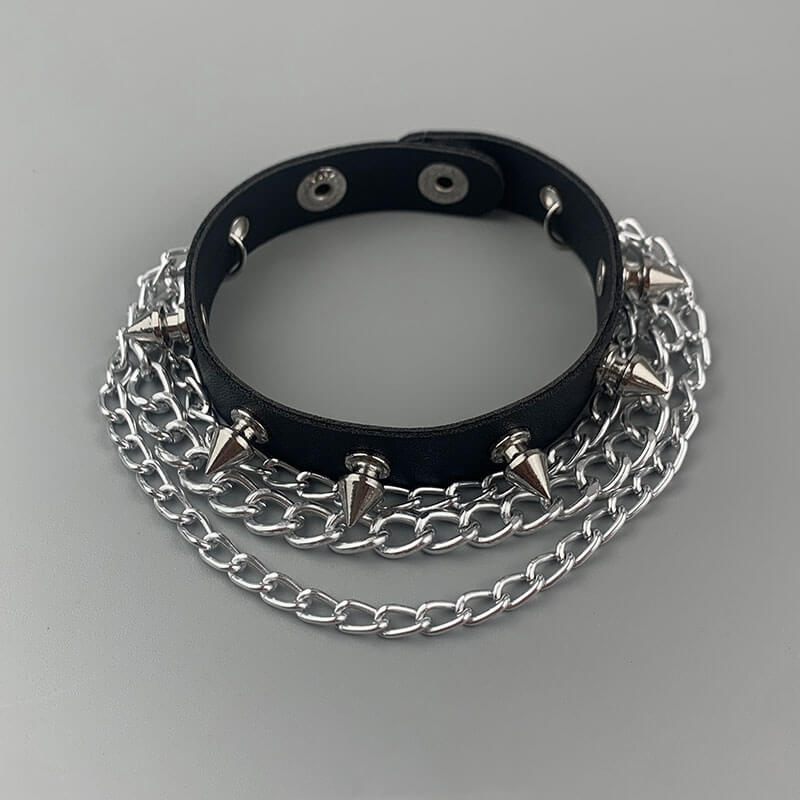 cuteikill-vintage-goth-chains-rivet-bracelet-ah0110