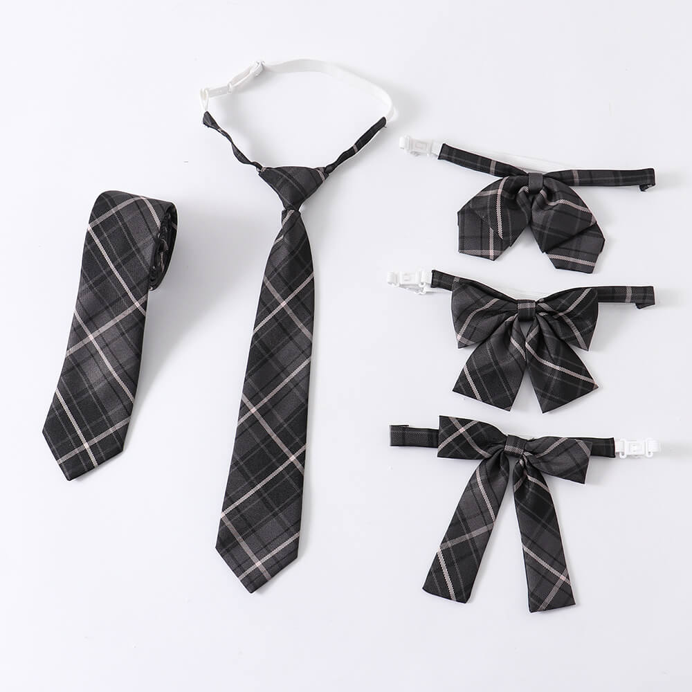 cutiekil-skirt-bow-jk-black-grey-plaid-uniform-skirt-c00770