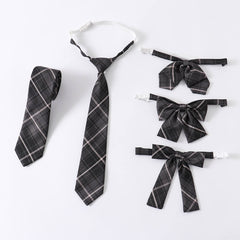 cutiekil-skirt-bow-jk-black-grey-plaid-uniform-skirt-c00770