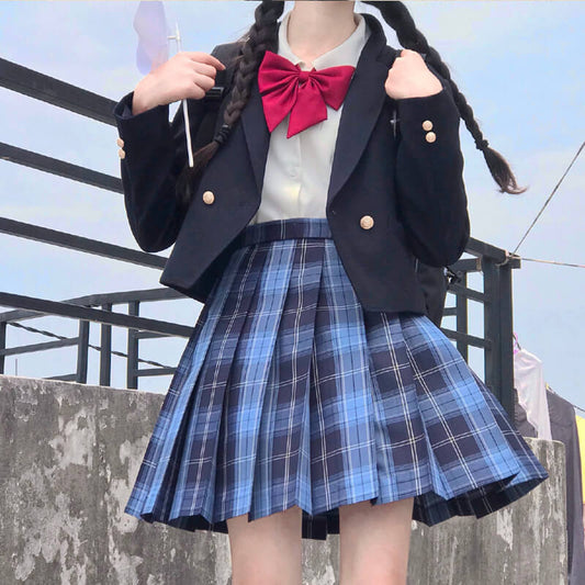 cutiekil-skirt-bow-jk-blue-black-plaid-uniform-skirt-c00854