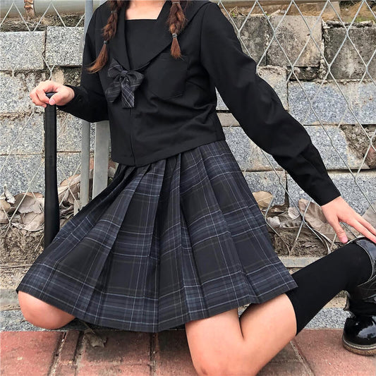cutiekil-skirt-bow-jk-carbon-grey-plaid-uniform-skirt-c00775