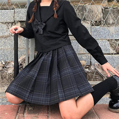 cutiekil-skirt-bow-jk-carbon-grey-plaid-uniform-skirt-c00775