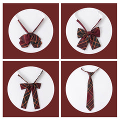 cutiekil-skirt-bow-jk-christmas-red-green-plaid-uniform-skirt-c00910