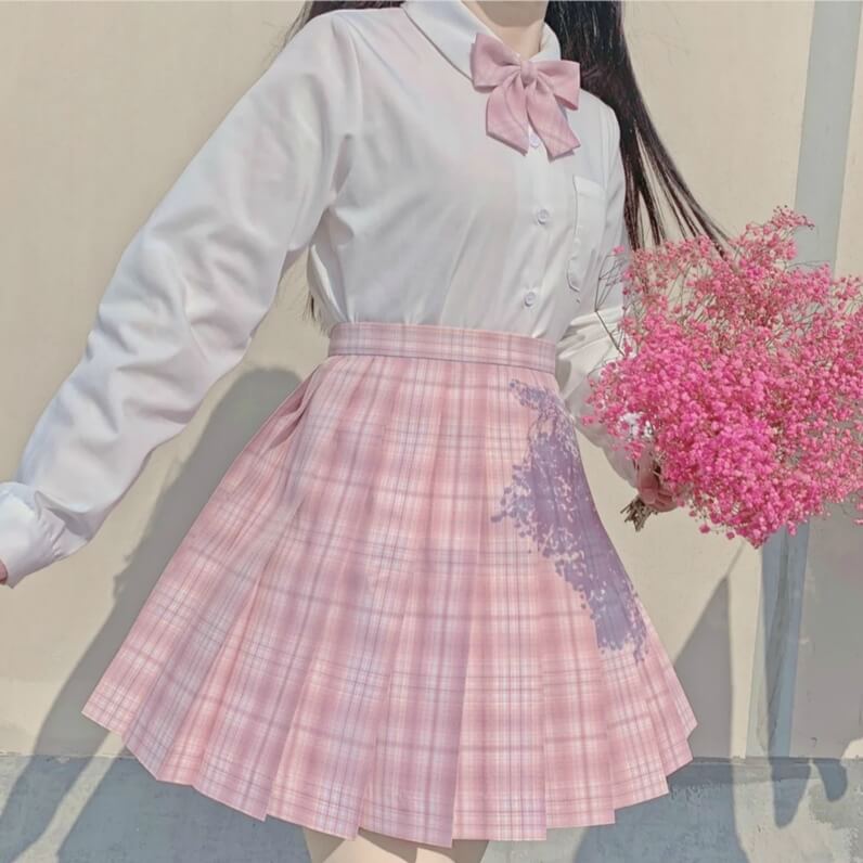 cutiekil-skirt-bow-jk-girly-pink-plaid-uniform-skirt-c00767