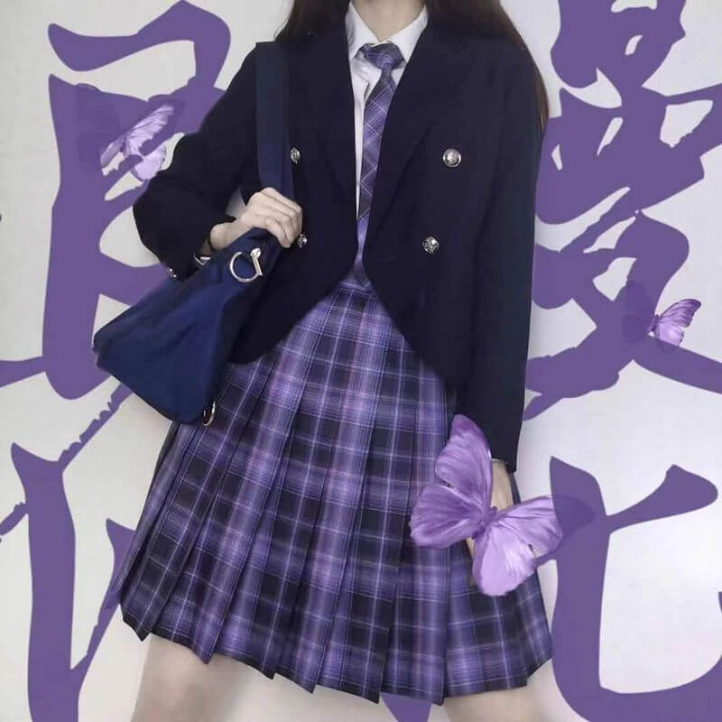cutiekil-skirt-bow-jk-purple-blue-plaid-uniform-skirt-c00762-