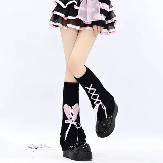 cutiekill-ab-asymmetry-ribbon-heart-y2k-leg-warmer-c0160