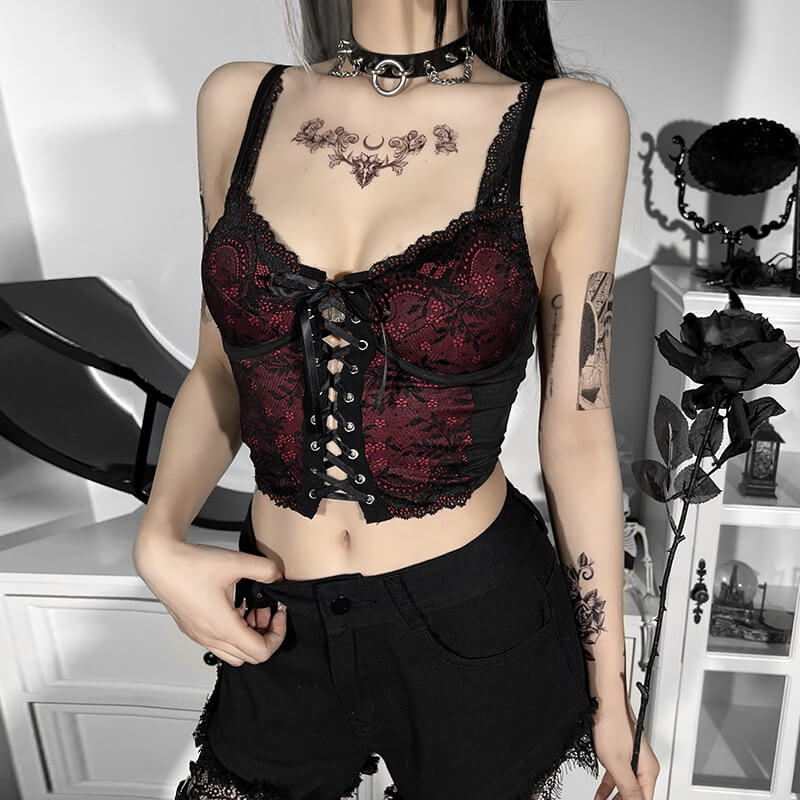 cutiekill-aesthetic-goth-red-lace-camisole-ah0124