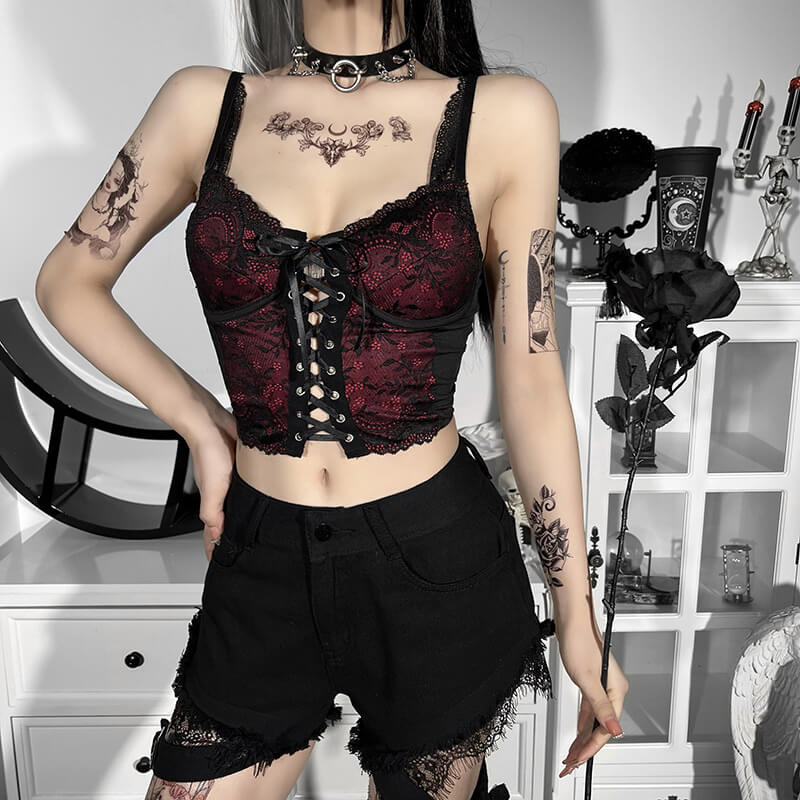 cutiekill-aesthetic-goth-red-lace-camisole-ah0124