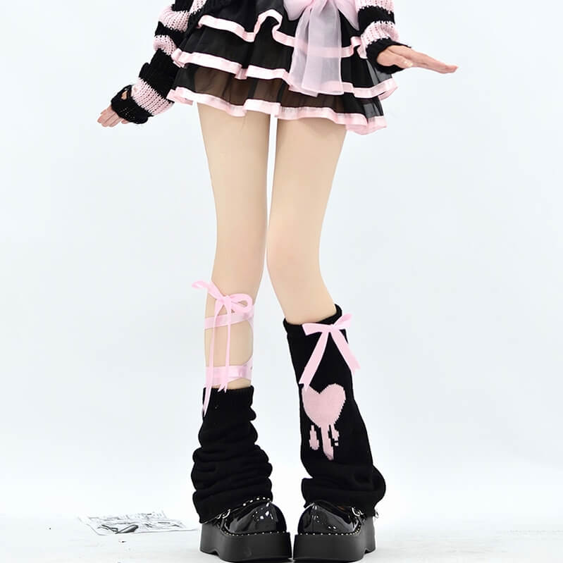 cutiekill-asymmetry-pink-ribbon-y2k-leg-warmer-c0161