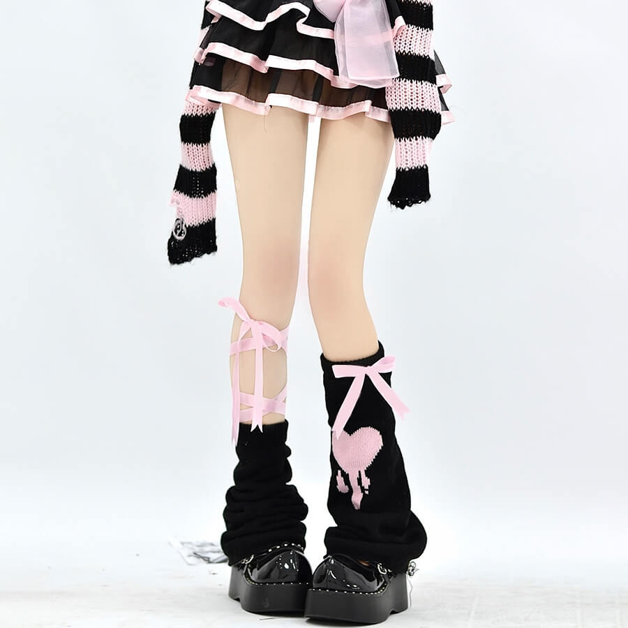 cutiekill-asymmetry-pink-ribbon-y2k-leg-warmer-c0161