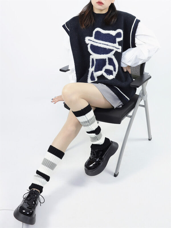 cutiekill-back-to-school-y2k-stripes-leg-warmers-c0100