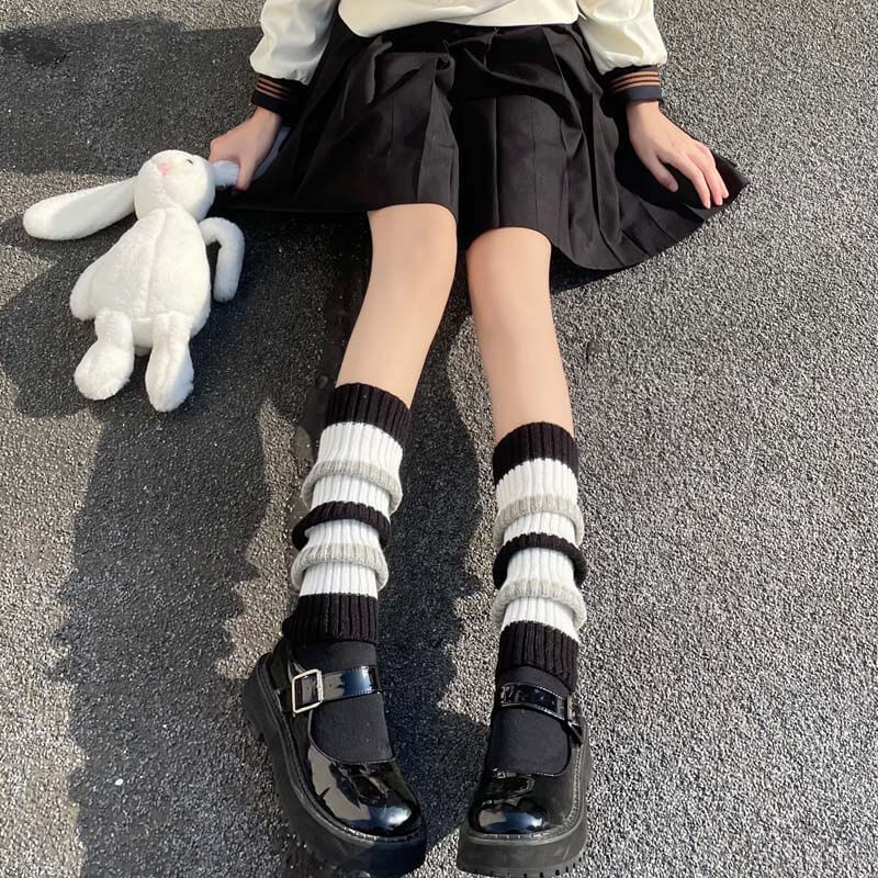 cutiekill-back-to-school-y2k-stripes-leg-warmers-c0100