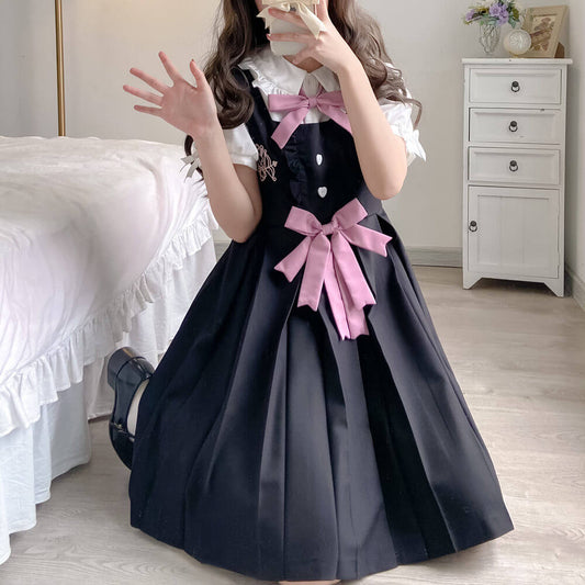 cutiekill-black-pink-bunny-bow-jk-uniform-dress-blouse-jk0031