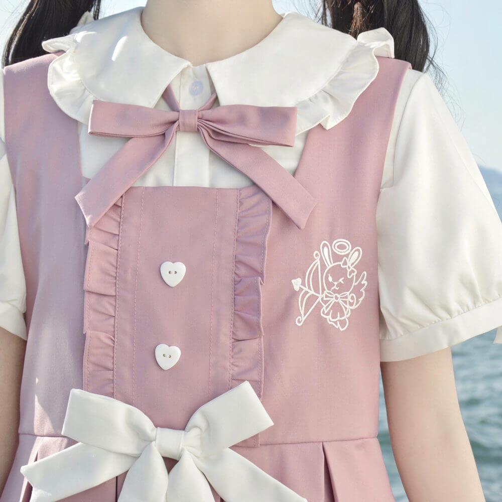 cutiekill-black-pink-bunny-bow-jk-uniform-dress-blouse-jk0031