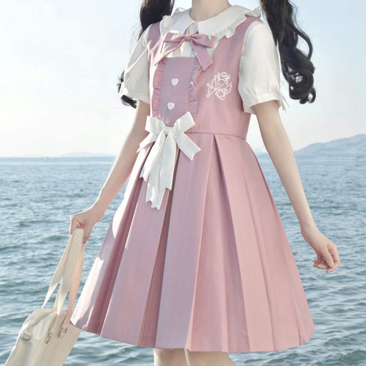 cutiekill-black-pink-bunny-bow-jk-uniform-dress-blouse-jk0031