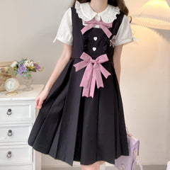 cutiekill-black-pink-bunny-bow-jk-uniform-dress-blouse-jk0031