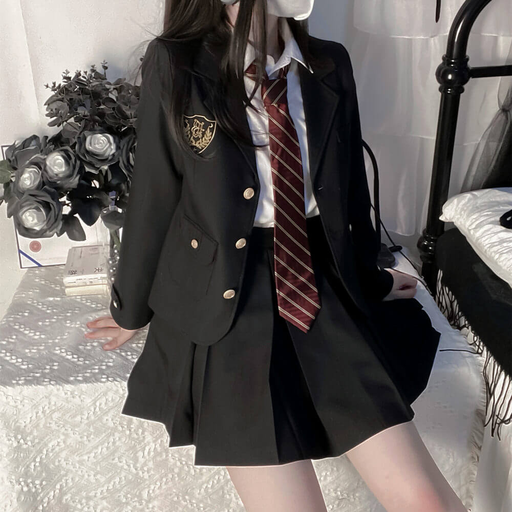cutiekill-black-suit-jk-vintage-blazer-uniform-set-jk0033