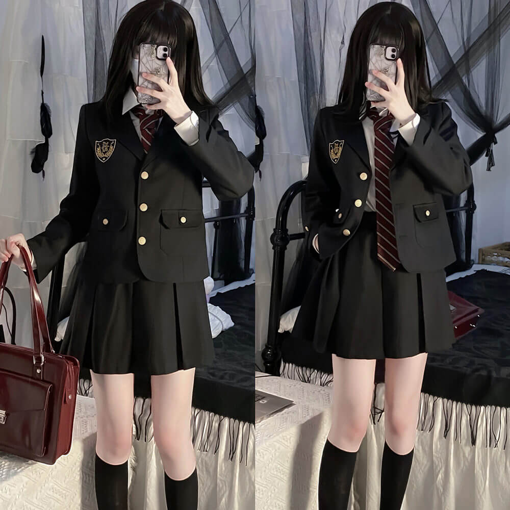 cutiekill-black-suit-jk-vintage-blazer-uniform-set-jk0033