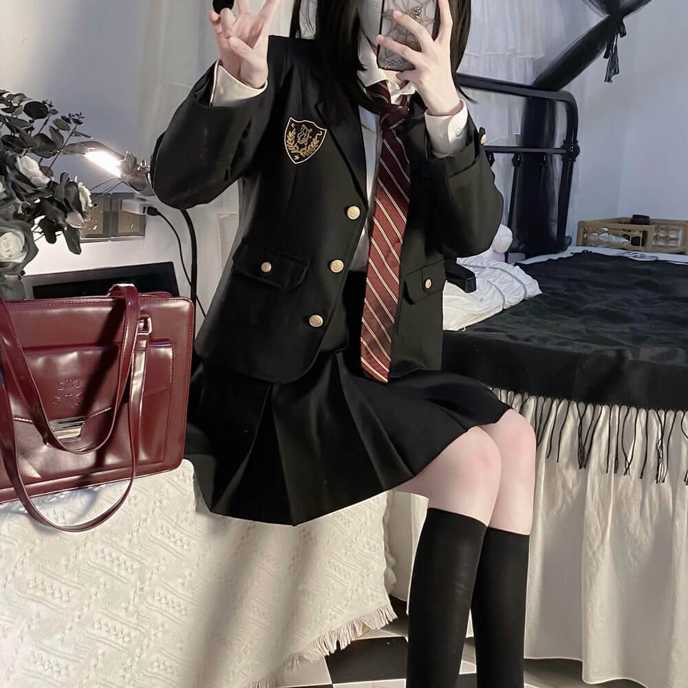 cutiekill-black-suit-jk-vintage-blazer-uniform-set-jk0033
