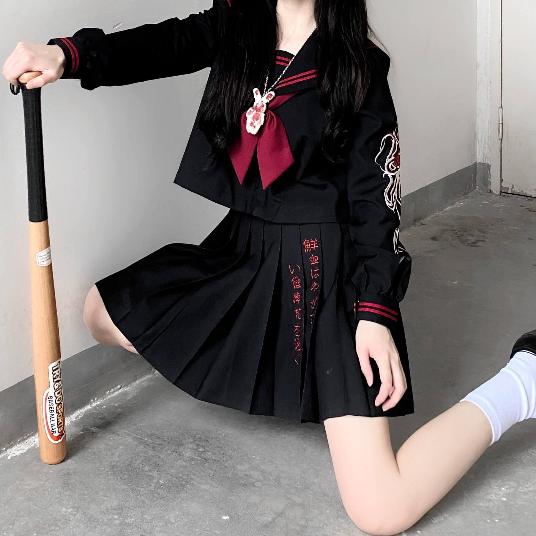 cutiekill-bloody-black-jk-dark-embroidery-uniform-set-jk0025