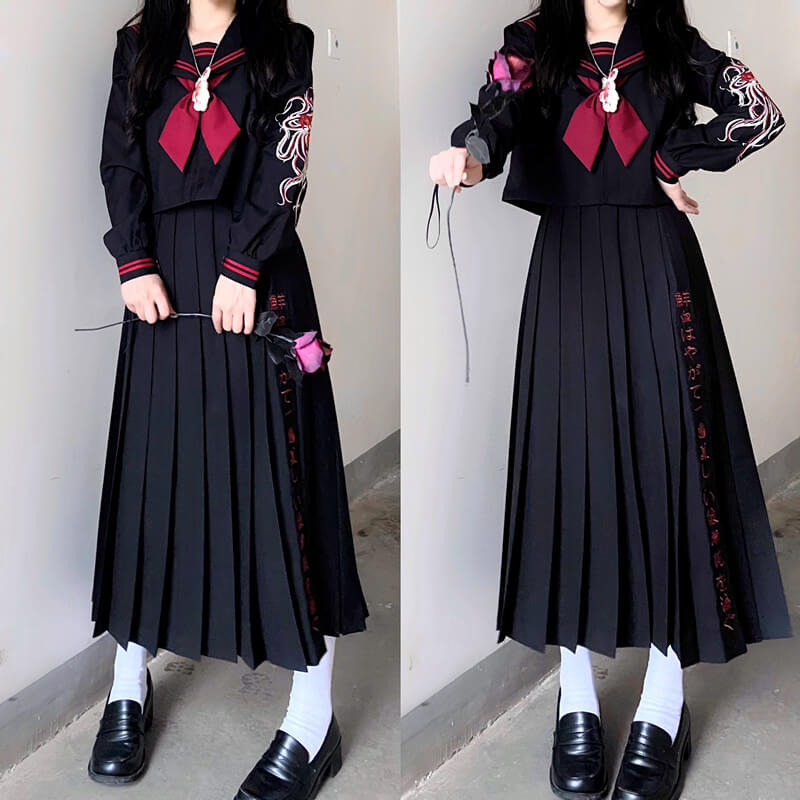 cutiekill-bloody-black-jk-dark-embroidery-uniform-set-jk0025