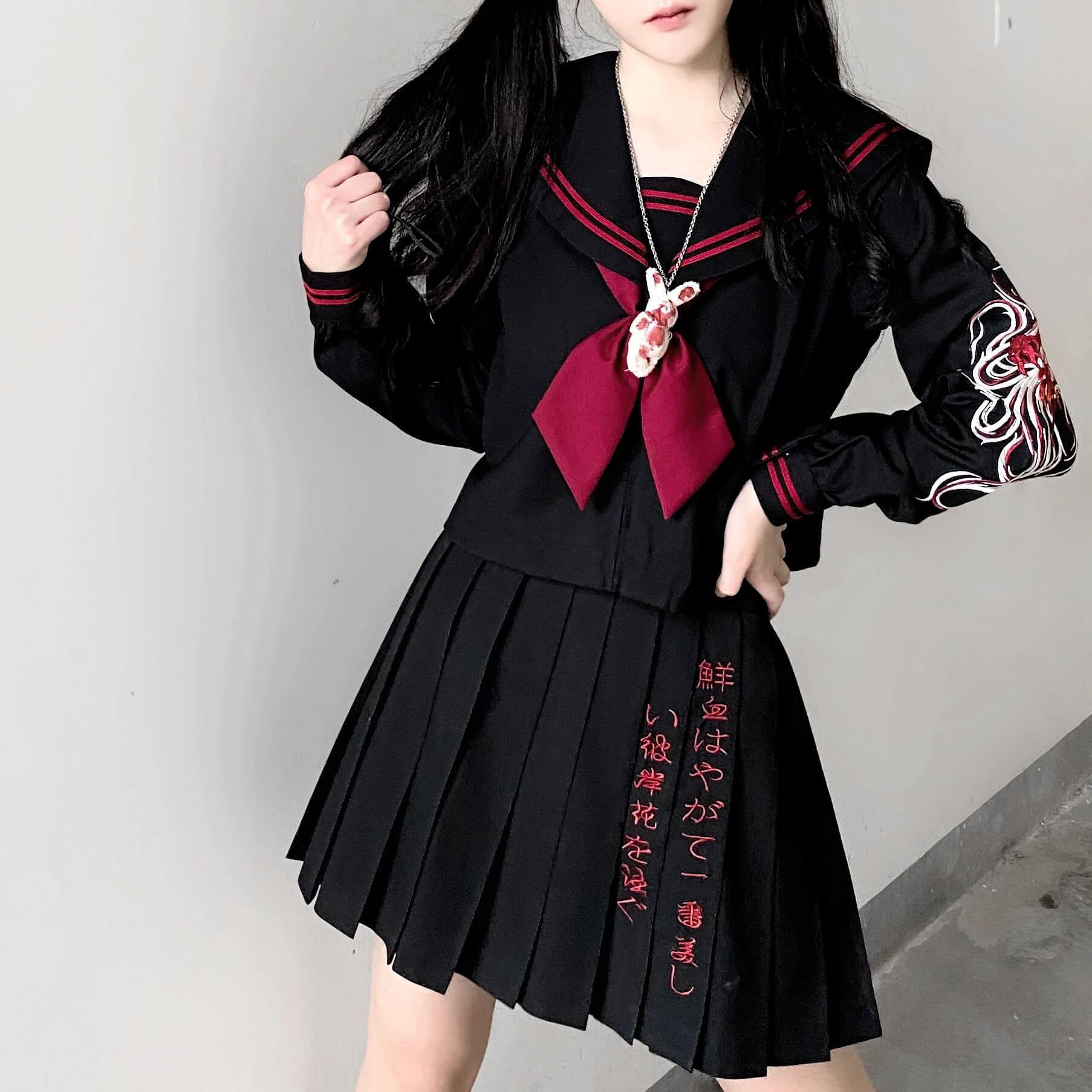 cutiekill-bloody-black-jk-dark-embroidery-uniform-set-jk0025