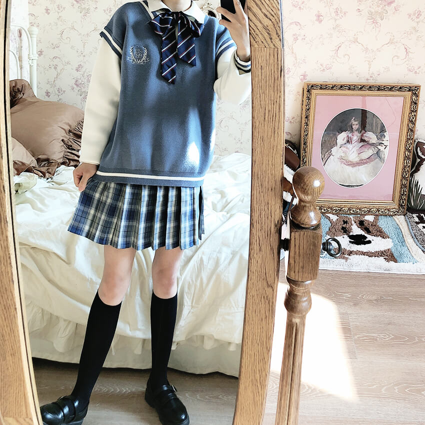 cutiekill-jk-vintage-plaid-seifuku-uniform-skirt-bow-c00183