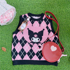 Cute kuromi diamond sweater vest