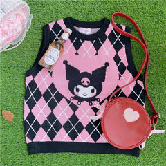 Cute kuromi diamond sweater vest