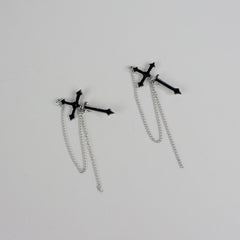 Dark cross earring