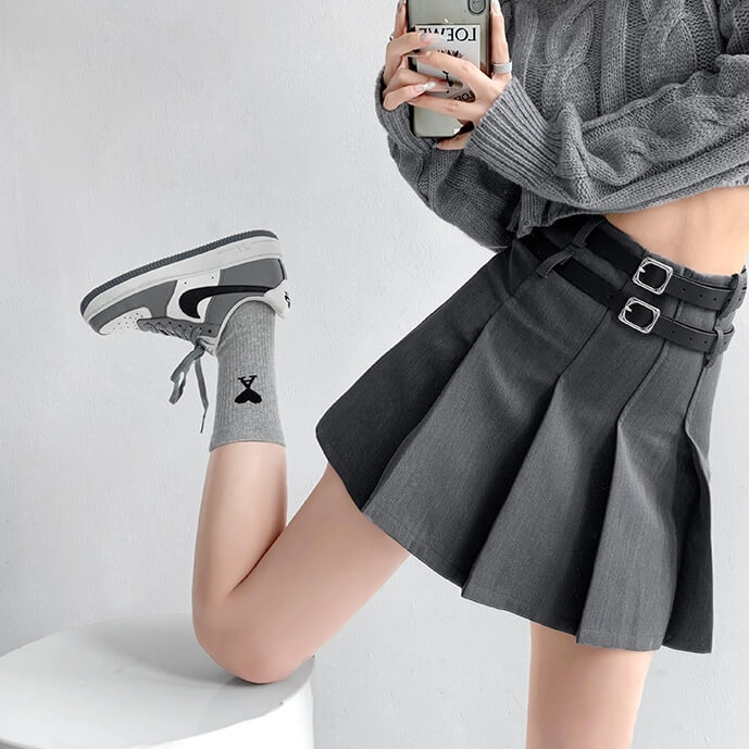 cutiekill-double-belts-academia-skirt-om0106