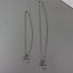 Double cross aesthetic necklace
