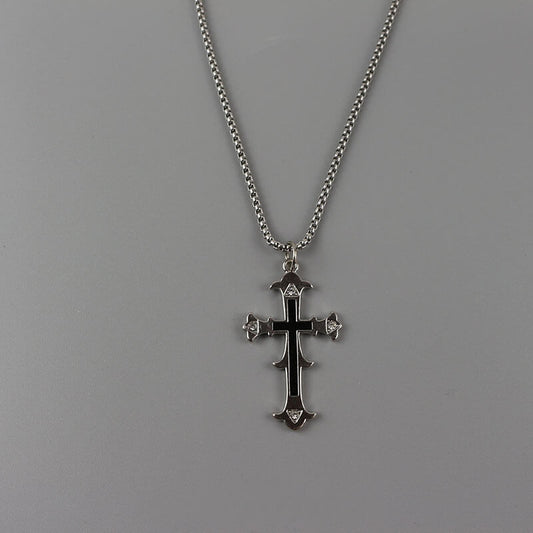 Double cross aesthetic necklace